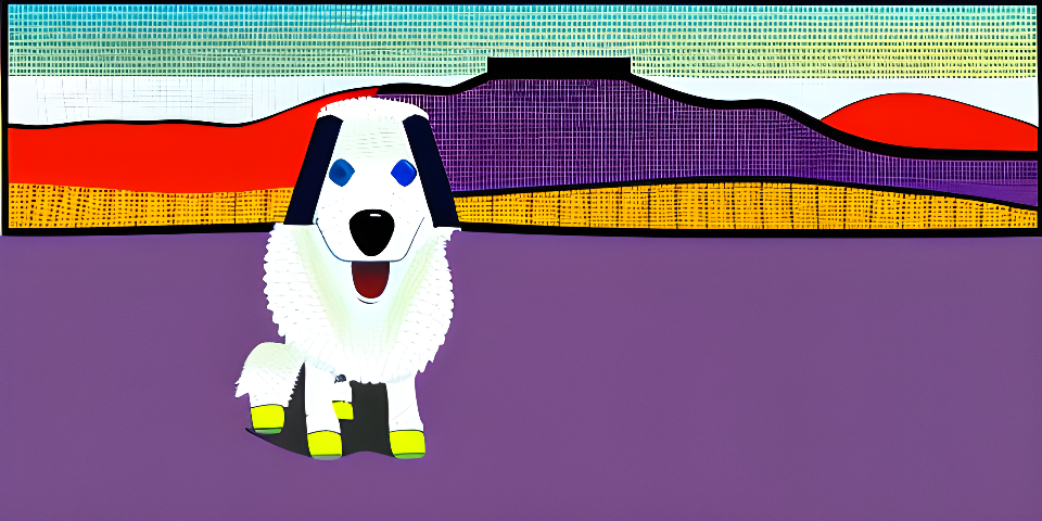A pop art robot sheepdog in the Black Mountans